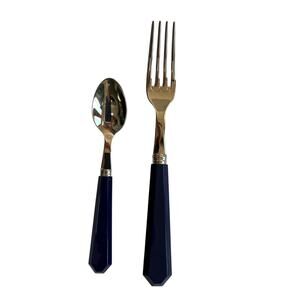 NEW Sabre Paris Basic Navy Flatware Set – Dinner Fork & Dessert Spoon (2-Piece)